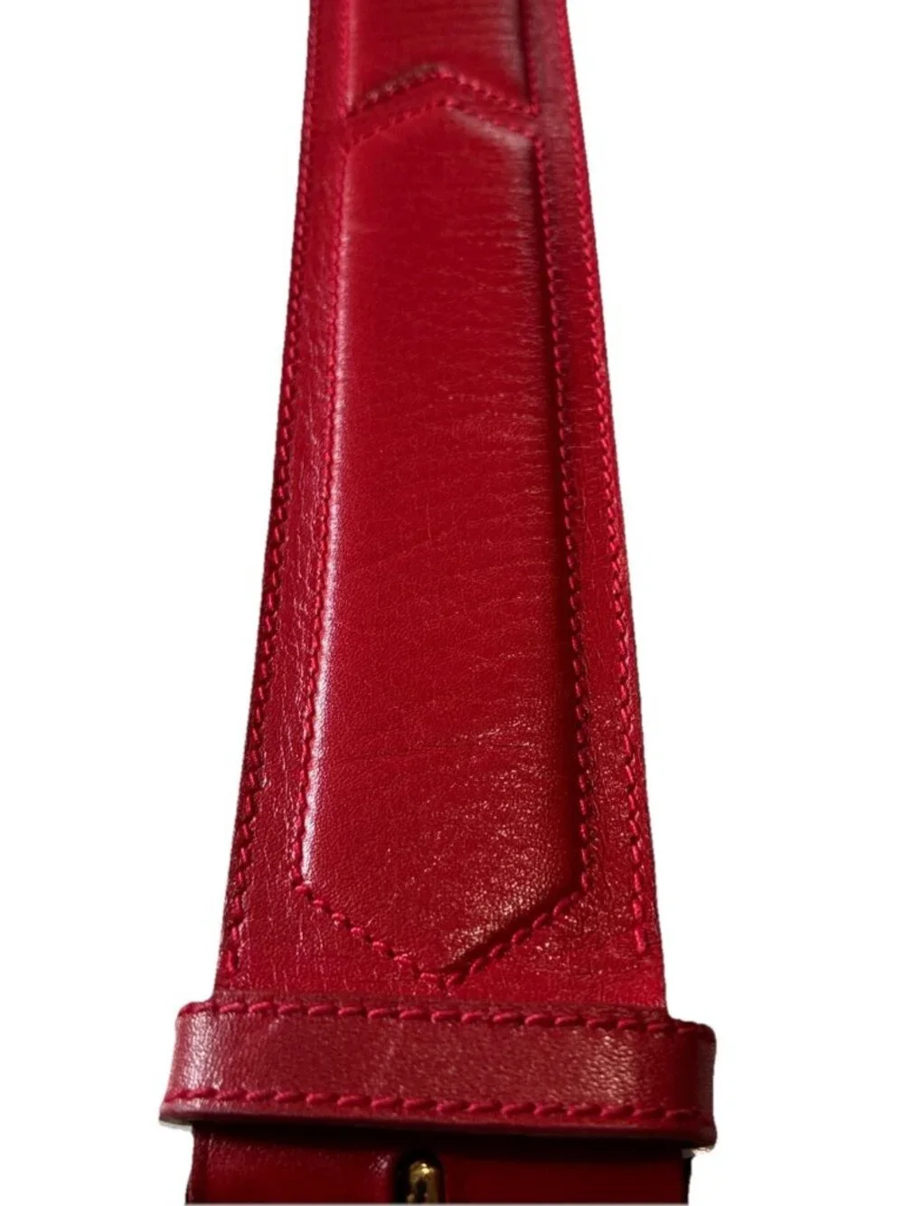 Vintage GUCCI Red Leather Horsebit “Bombe” belt Size 80/32 SN#037-394